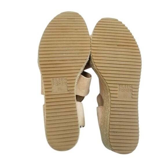 Eileen Fisher 'Willow' espadrille Chunky Wedge Tan Neutral Color Hook & Loop 8.5 - Picture 3 of 14